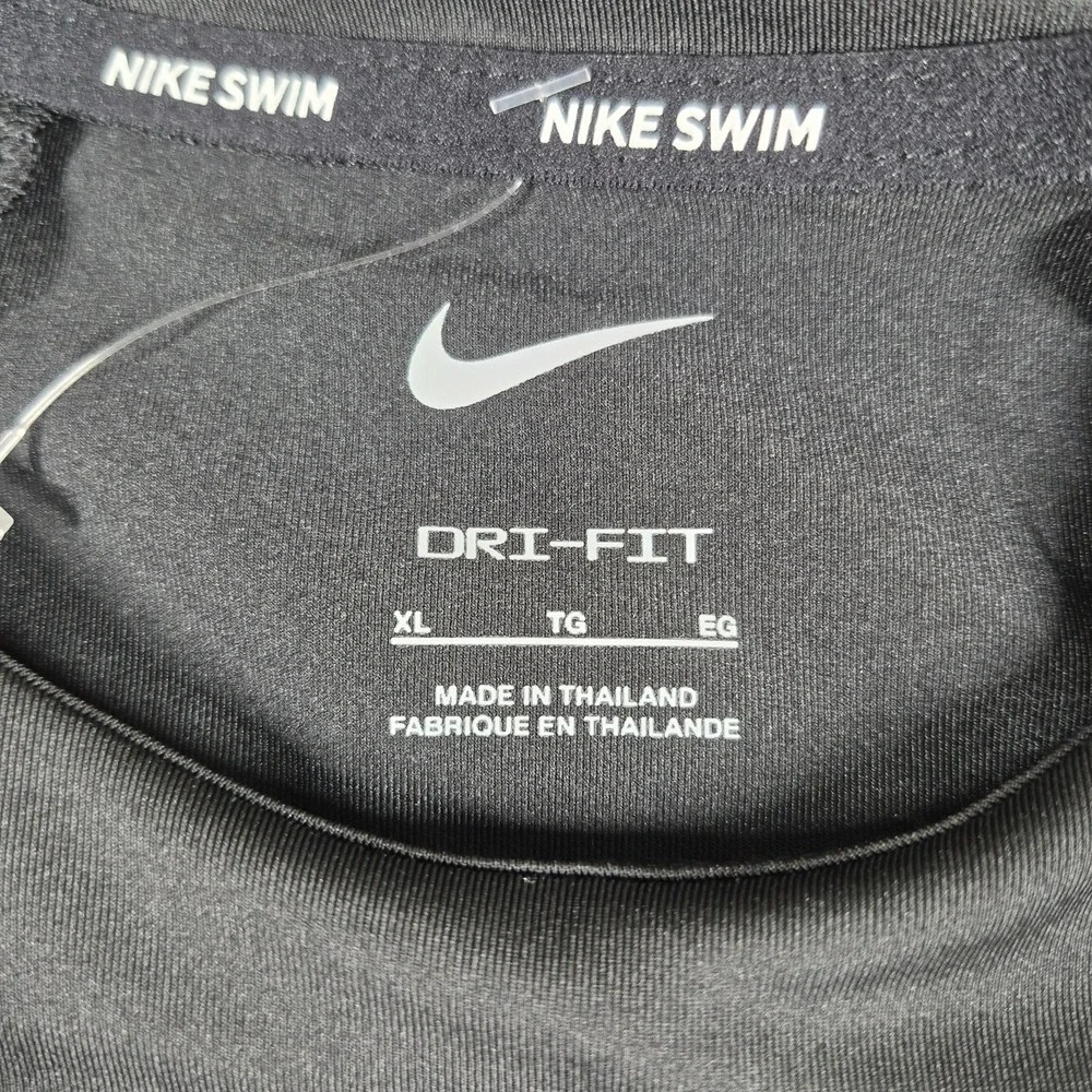 Nike Dri-Fit UV Long Sleeve Hydroguard‎ Shirt Women's XL Black Swim NESSA386-001